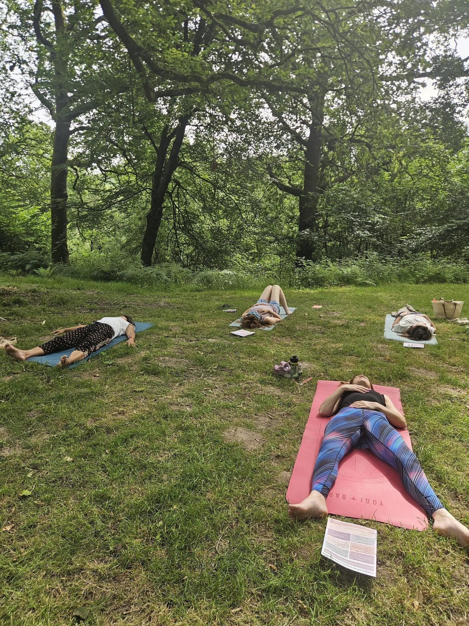 A retreat moment held in soft woodland light